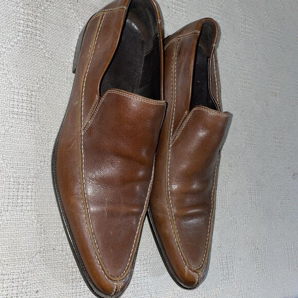 Donald Pliner Italy Men’s Dress Loafers Size 10 M Brown Leather Going out Party - Picture 4 of 12